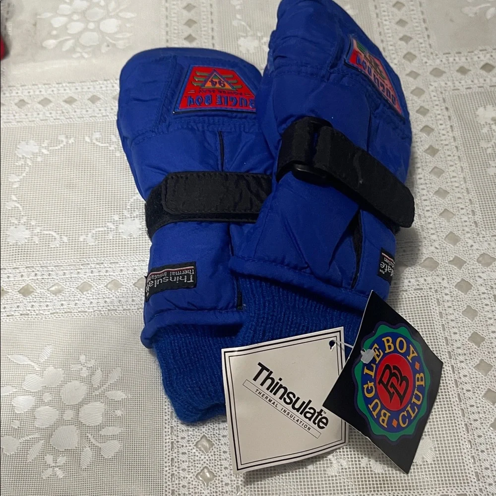 Bugle Boy Blue Thermal Insulated Kids Mittens Gloves Size 4-7